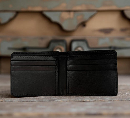 Hand-Tooled Diamond & Scroll Bifold Leather Wallet