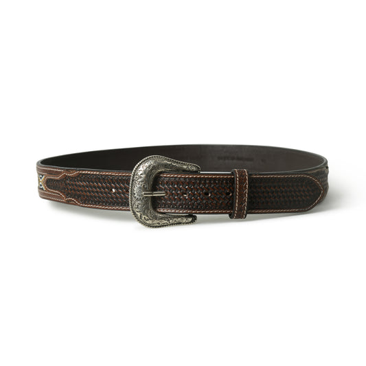 Aztec Beaded Inlay Leather Belt - Handcrafted Premium Western Style